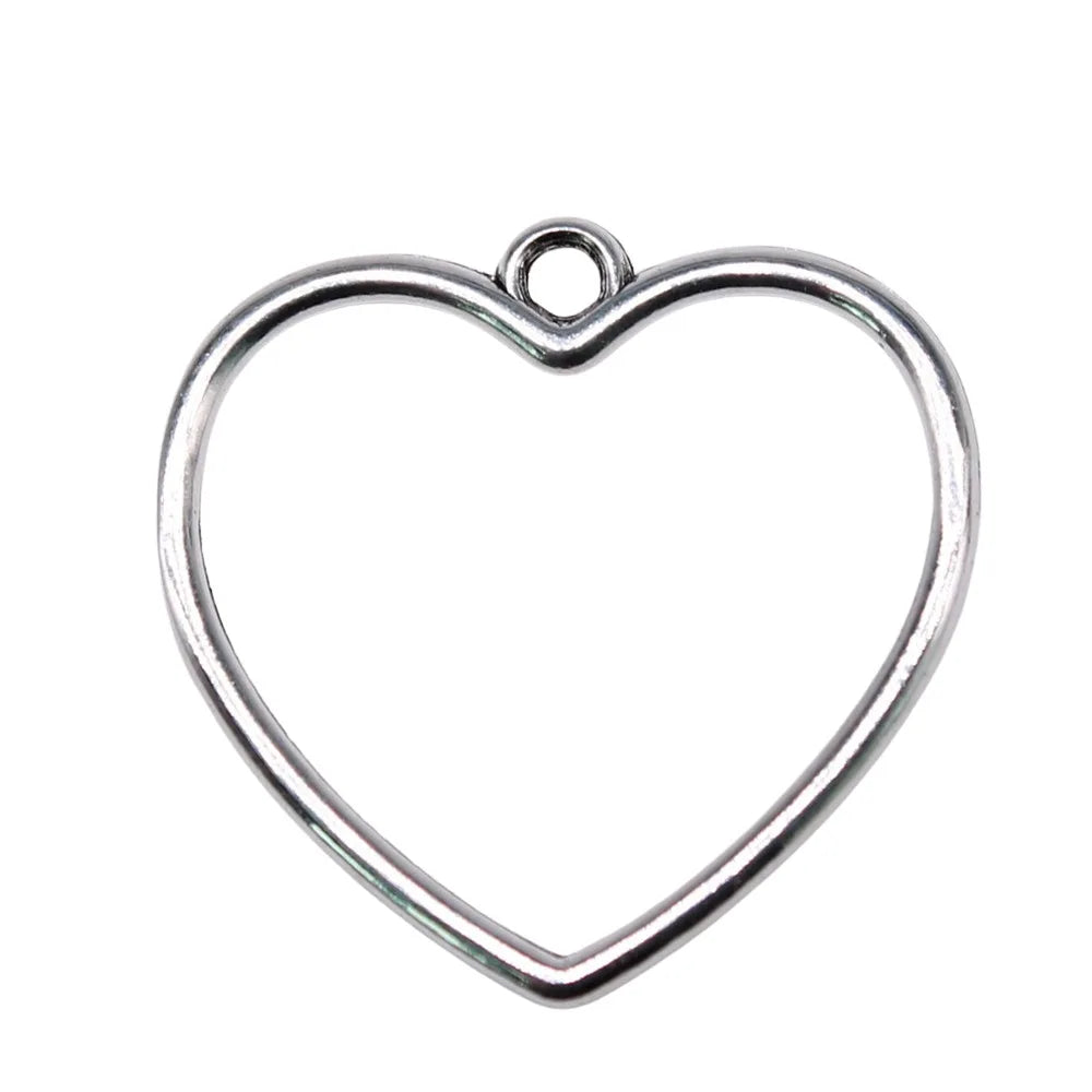 25x25mm 1.05g Multicolor Zinc Alloy Hollow Heart Charm Pendant for DIY Bracelet Necklace Making