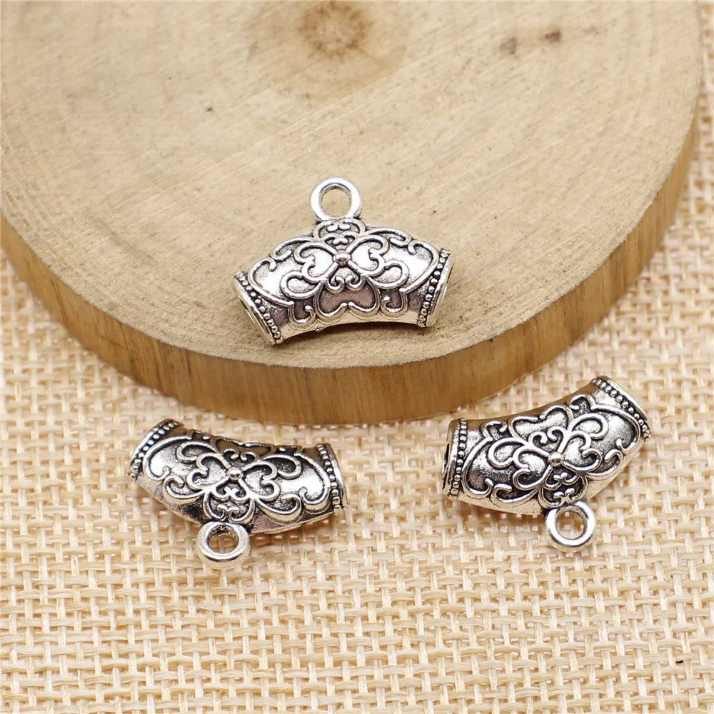 13x19mm 2.4g Antique Silver Zinc Alloy Decorative Pendant Bail Connector for DIY Jewelry Making