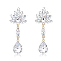 Vintage Bridal Alloy Rhinestone Crystal Teardrop Tassel Earrings Elegant Wedding Party Jewelry