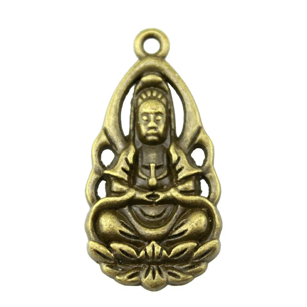 36x18mm 5.2g Multicolor Zinc Alloy Buddha Charm Pendant for DIY Jewelry Making