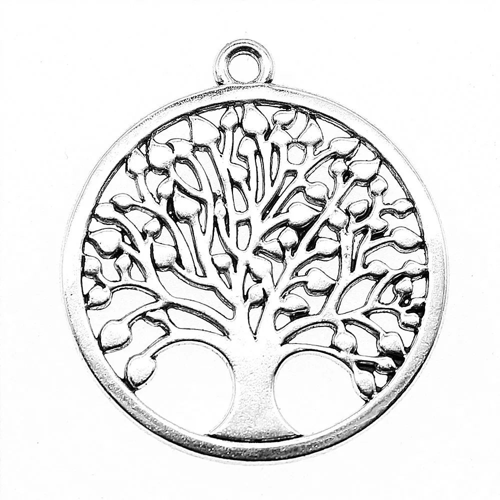 38x34mm 7.8g Zinc Alloy Round Tree of Life Charm Pendant for DIY Necklace Bracelet Jewelry Making