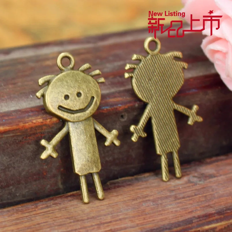 35x20MM Antique Silver Zinc Alloy Smiling Boy Charm Pendant for DIY Necklace Bracelet Jewelry Making