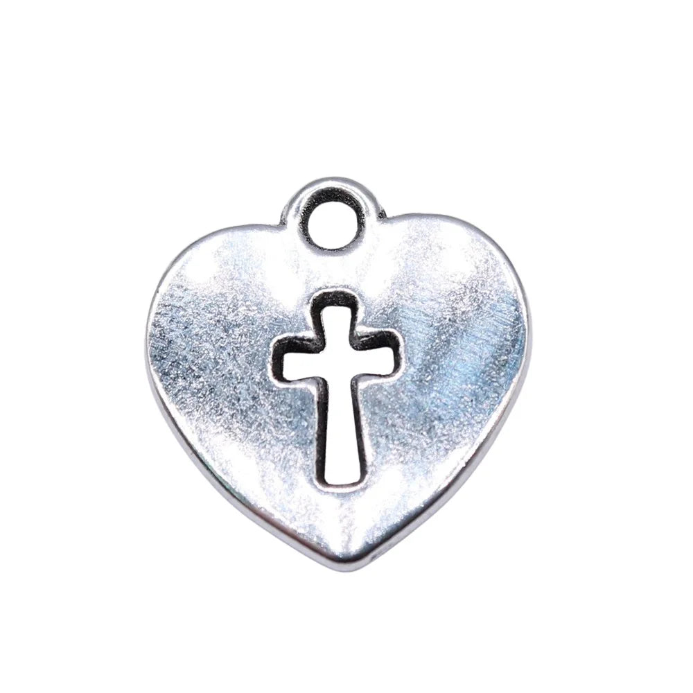 17x16mm 1.6g Multi Color Zinc Alloy Heart Cross Charm Pendant for DIY Necklace Bracelet Jewelry Making