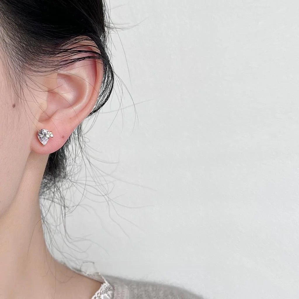 Sweet Butterfly Teardrop Zircon Copper Stud Earrings For Elegant Office Wear