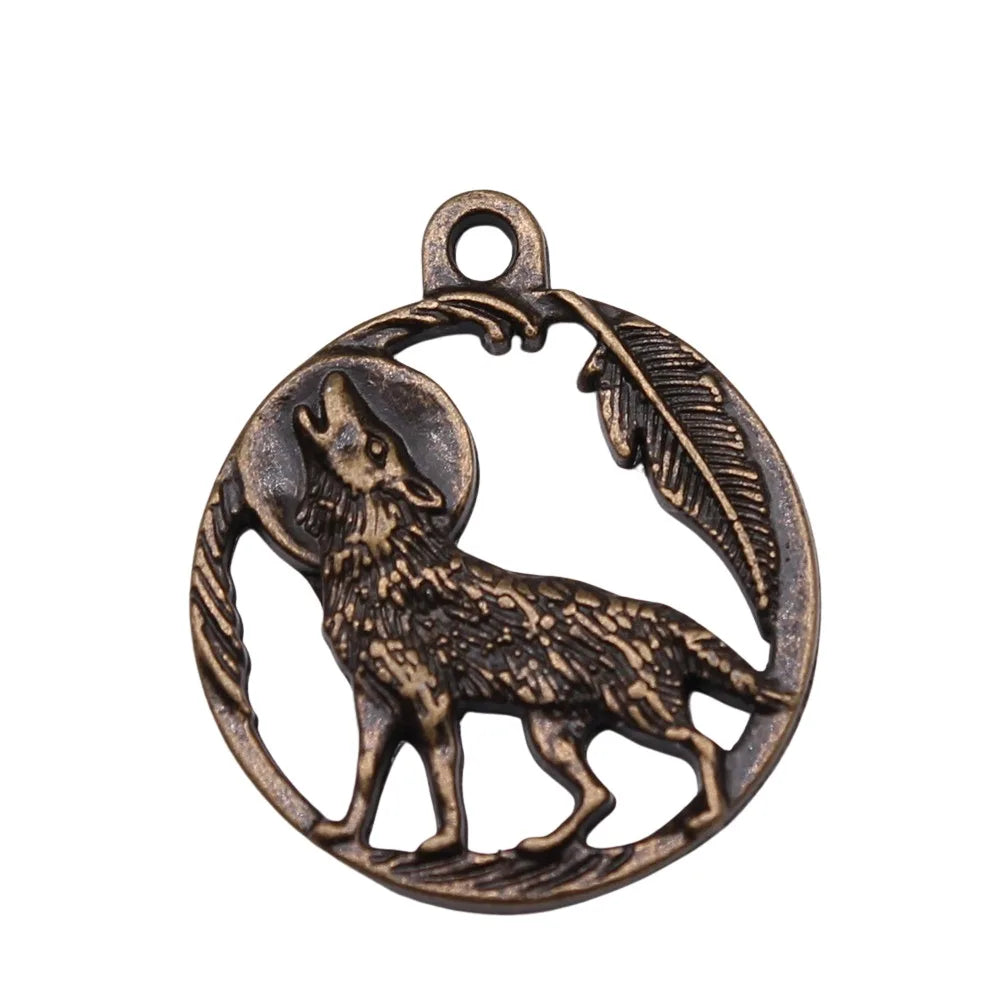 22x22mm 2.3g Zinc Alloy Moon Wolf Charm Pendant for DIY Necklace Bracelet Jewelry Making