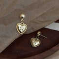 Vintage Heart And Star Stud Earrings Eco Friendly Copper Silver Plated Needle 3D Casual Jewelry