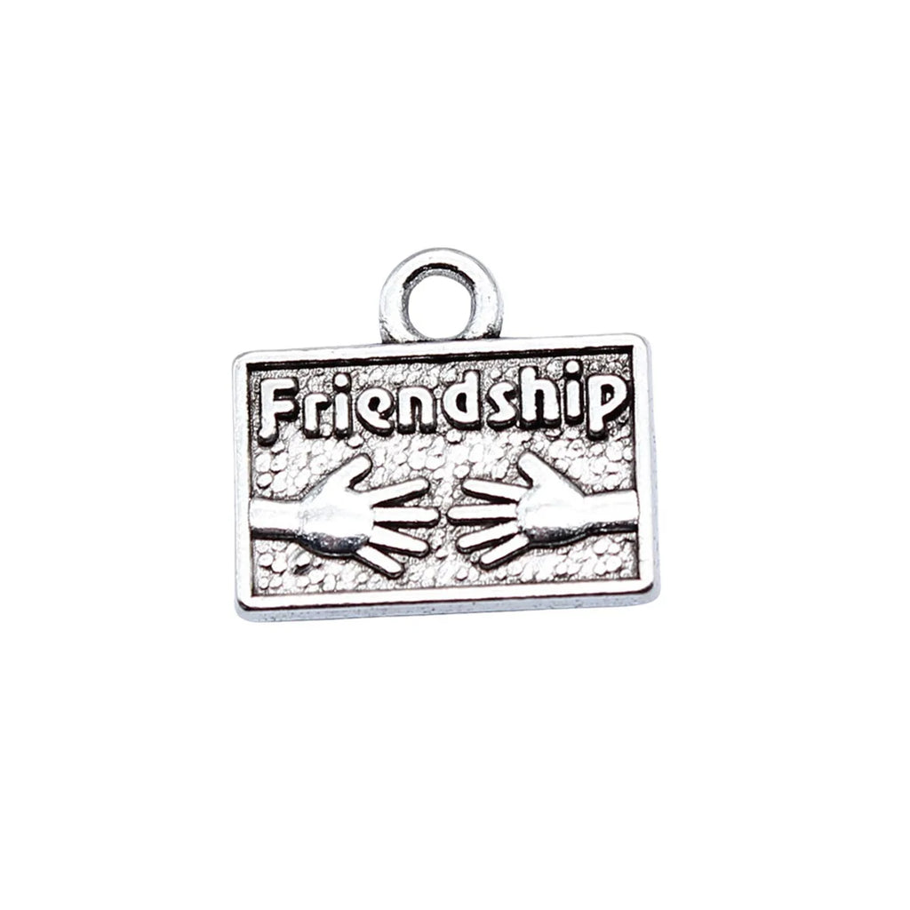 15x14mm 1.5g Zinc Alloy FRIENDSHIP Word Tag Charm Pendant for DIY Necklace Bracelet Jewelry Making