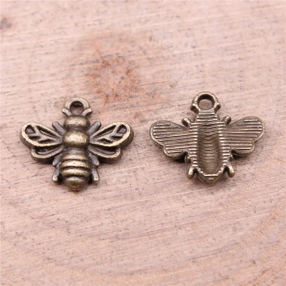11x14mm 0.75g Multicolor Zinc Alloy Bee Charm Pendant for Bracelet Necklace DIY Jewelry Making
