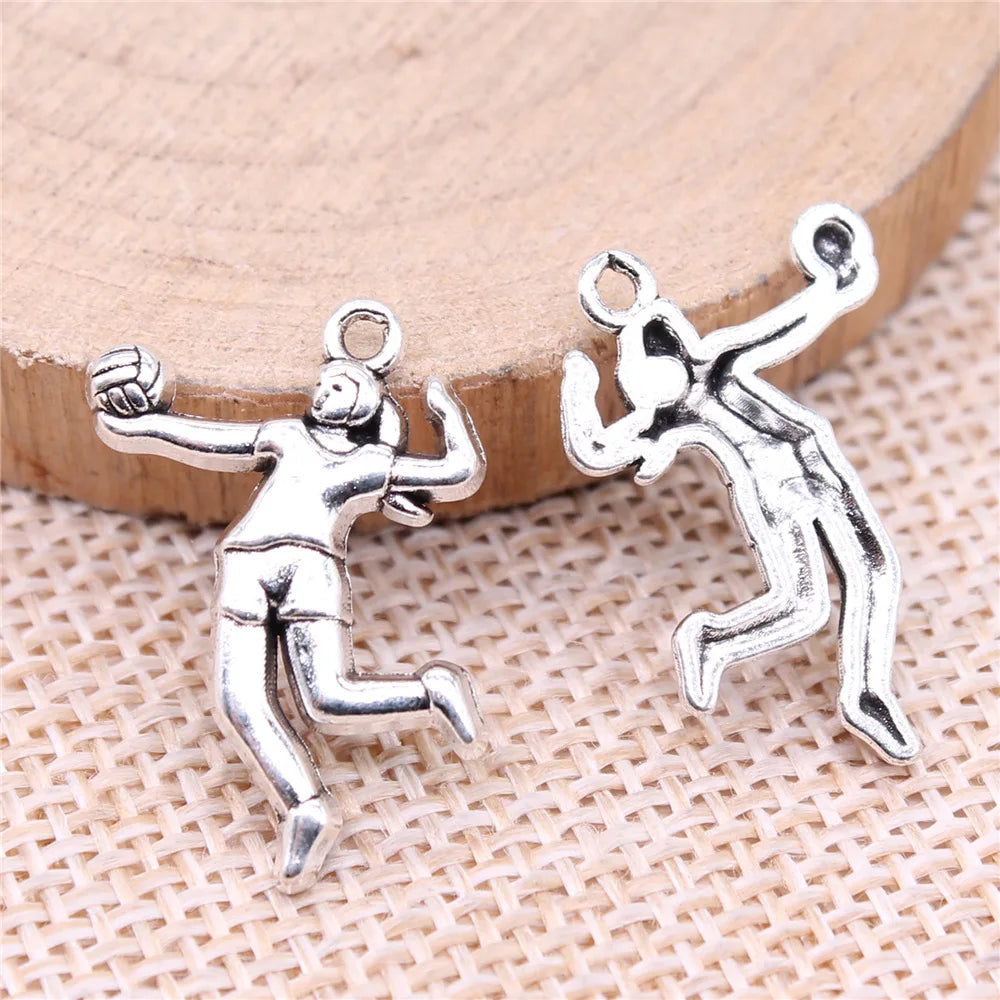 22x14mm 1.38g Multicolor Zinc Alloy Volleyball Charm Pendant for DIY Sports Theme Jewelry Making