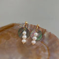 Light Luxury Handmade Freshwater Pearl Drop Earrings For Women, Geometric Round Designer Jewelry