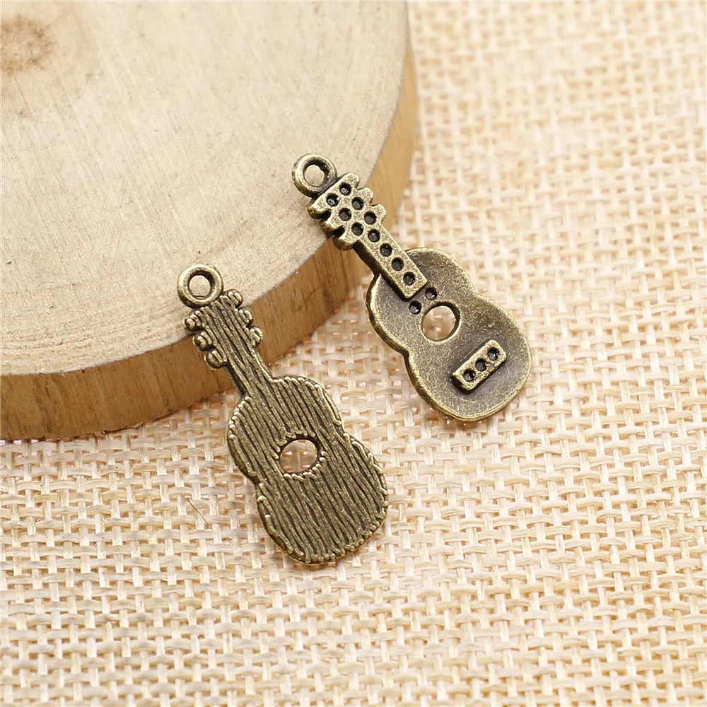 26x11mm 1.3g Multicolor Zinc Alloy Guitar Charm Pendant for DIY Music Theme Bracelet Necklace