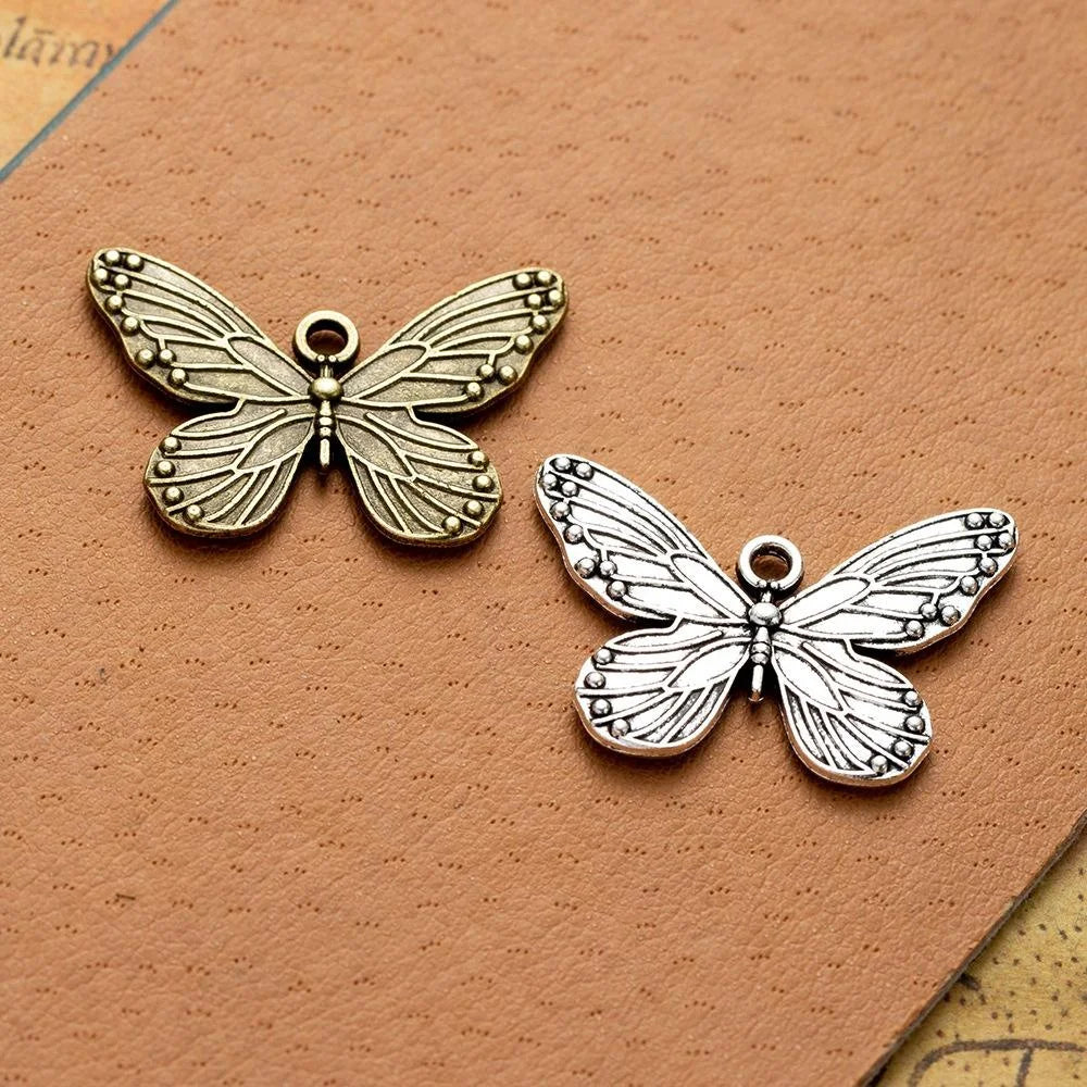 29x20MM Zinc Alloy Butterfly Double Sided Charm Pendant for DIY Necklace Bracelet Jewelry Making