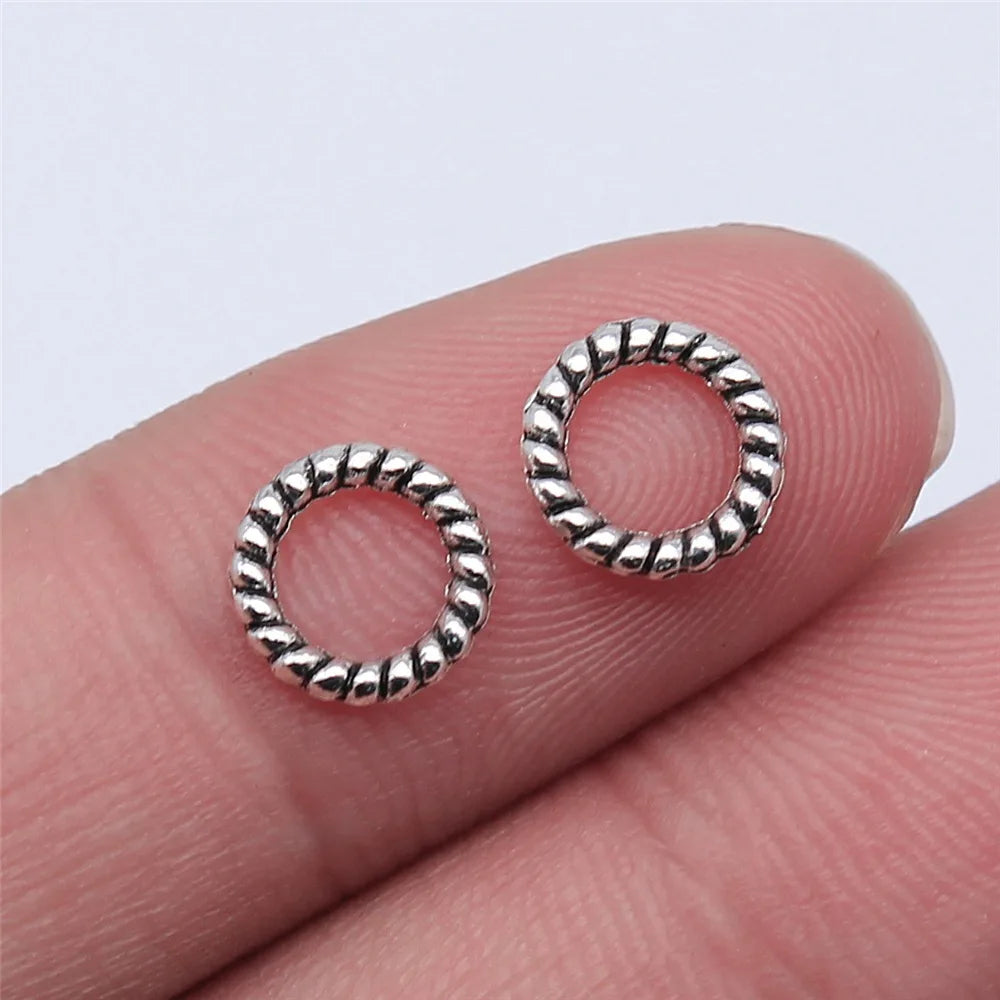 8x8mm 0.2g Multicolor Zinc Alloy Round Ring Charm Pendant for Bracelet Necklace Making