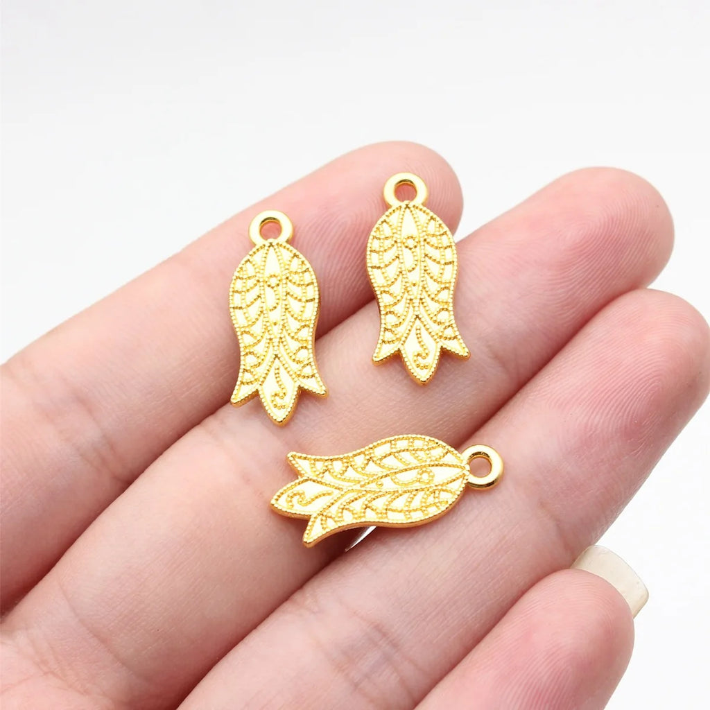 22x9.2mm 0.9g Bright Gold Zinc Alloy Flower Charm Pendant for Necklace Bracelet Jewelry Making