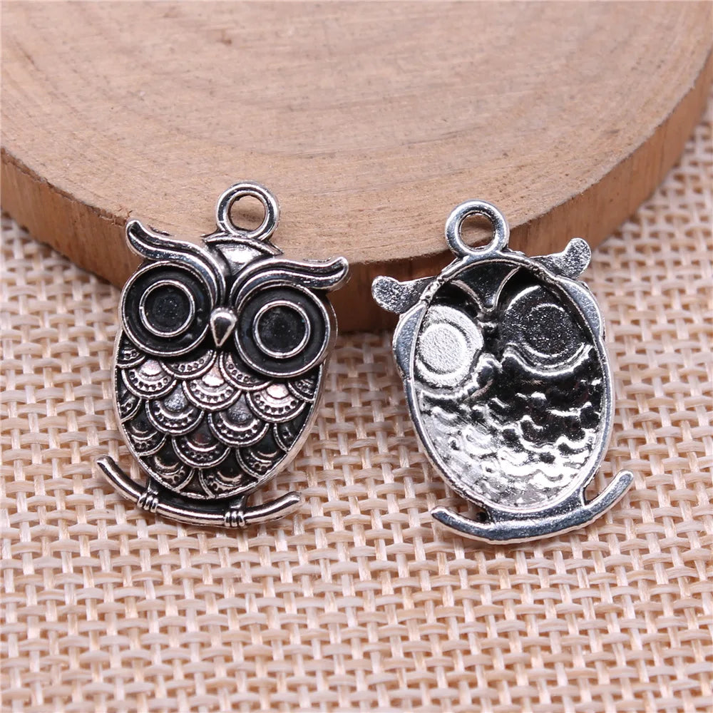 24x16mm 2g Multicolor Zinc Alloy Owl Cat Charm Pendant for DIY Necklace Bracelet Making