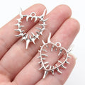 33x25mm 3.4g Antique Silver Finish Zinc Alloy Gothic Spiked Devil Heart Charm Pendant for DIY Jewelry