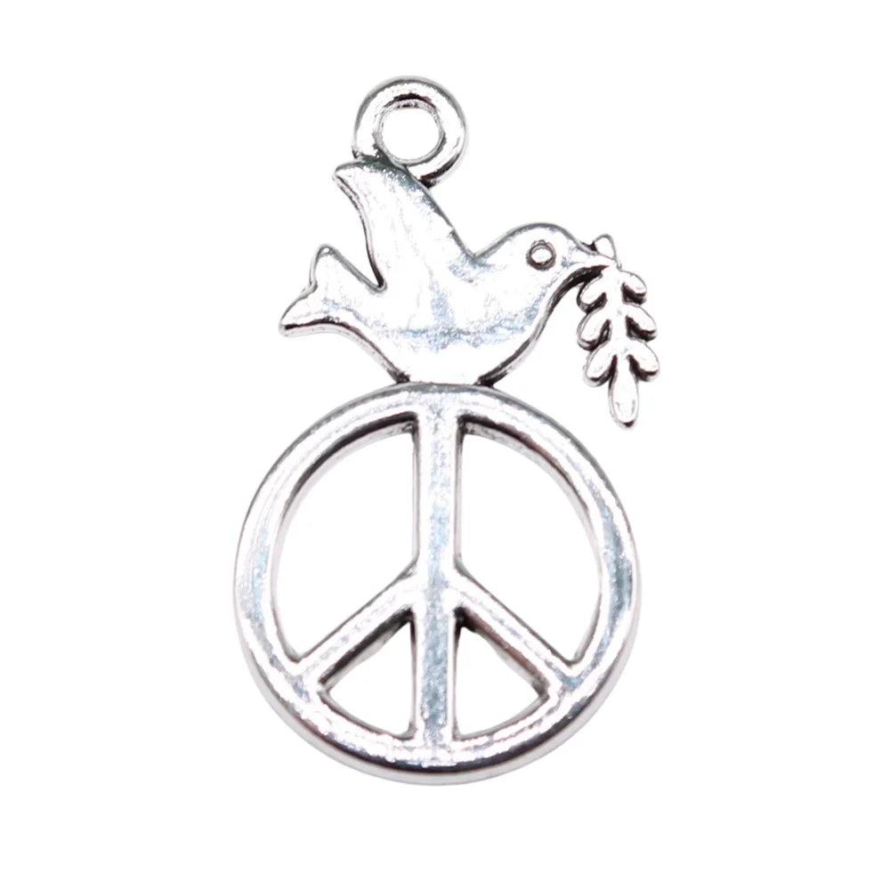 28x16mm 1.5g Antique Silver Zinc Alloy Peace Dove Charm Pendant for DIY Jewelry Accessories