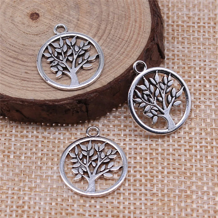 17x17mm 0.95g Multicolor Zinc Alloy Tree of Life Charm Pendant for DIY Bracelet Necklace Making