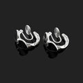 Vintage Black Enamel Heart C Hoop Alloy Stud & Clip On No Piercing Spiral Ear Cuff Earrings