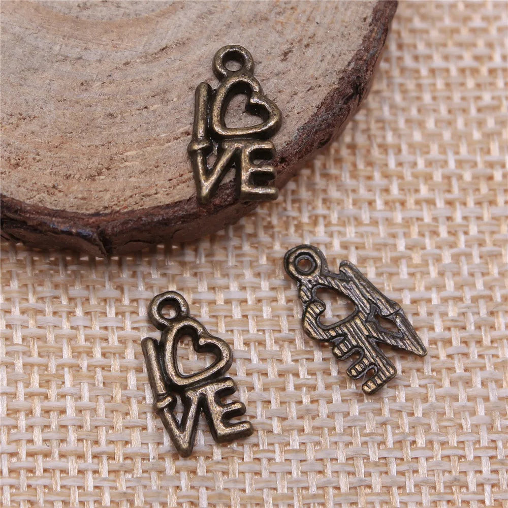 12mm 0.5g Multicolor Zinc Alloy love Letter Charm Pendant for Bracelet Necklace Making