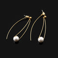 Elegant Spiral Hoop Tassel Pearl Gold Tone Alloy Stud & Clip On No Piercing Minimalist Long Drop Earrings