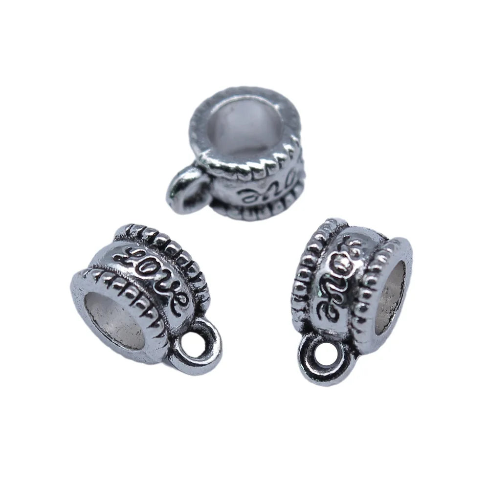 8x11x4mm 0.9g Antique Silver Zinc Alloy LOVE Bail Connector Charm for DIY Pendant Necklace Making