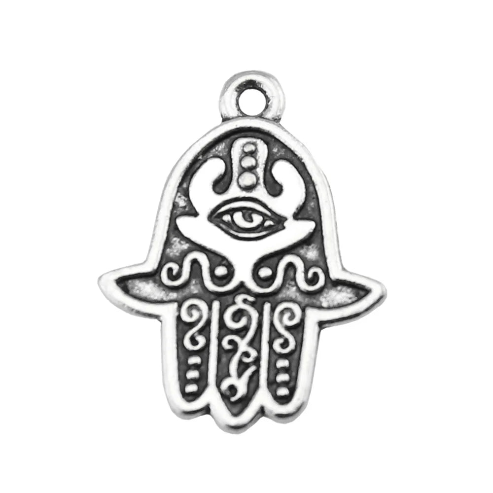 24x19mm 2.1g Multicolor Zinc Alloy Eye Hamsa Hand Charm Pendant for DIY Protective Jewelry Making