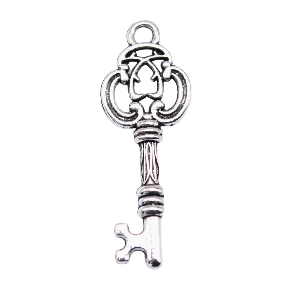 27x10mm 0.8g Antique Gold Zinc Alloy Key Charm Pendant for DIY Bracelet Necklace Jewelry Making