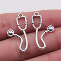 15x28mm 1g Antique Silver Zinc Alloy Stethoscope Charm Pendant for DIY Medical Jewelry Making