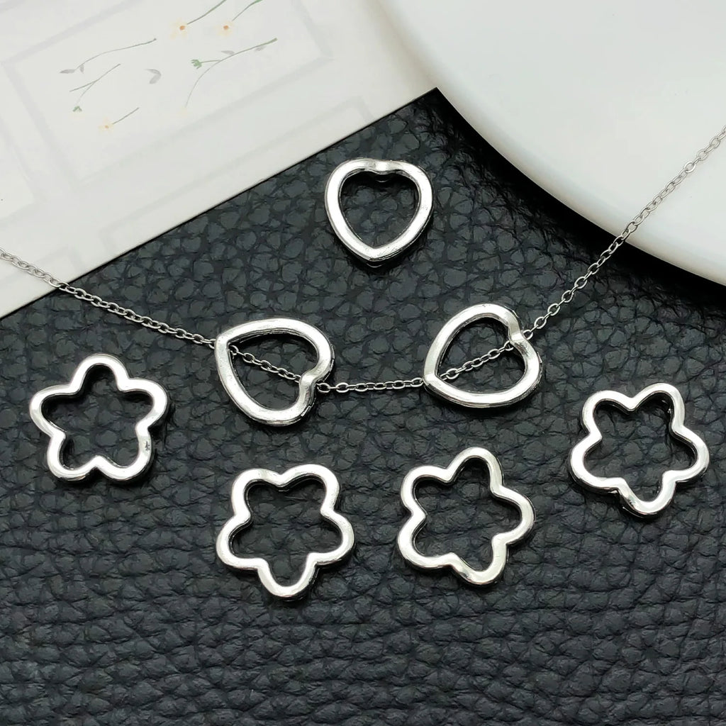Zinc Alloy Hollow Flower Heart Spacer Beads for DIY Beaded Bracelet Necklace
