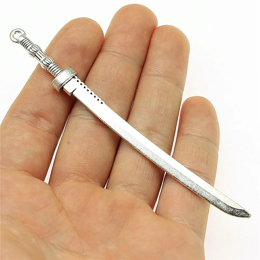 107x10mm 9.2g Multicolor Zinc Alloy Samurai Sword Charm Pendant for DIY Necklace Bracelet Making