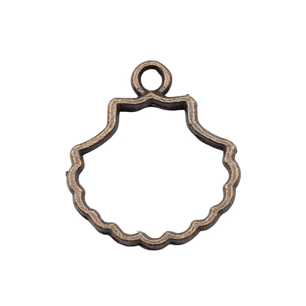 17x18mm 0.7g Multicolor Zinc Alloy Hollow Shell Charm Pendant for DIY Ocean Jewelry Making