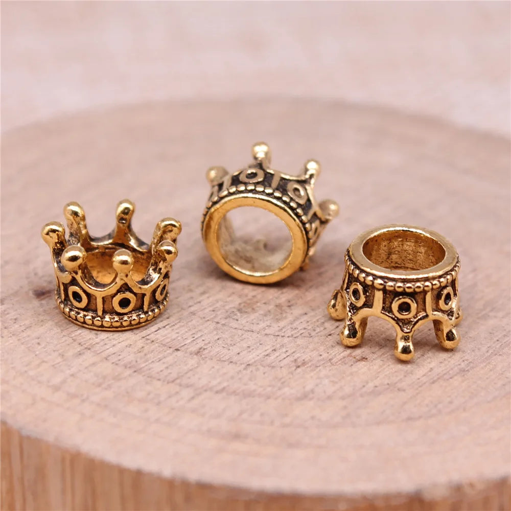 10x7x6mm 1.3g Multicolor Zinc Alloy Crown Bead Charm Pendants for DIY Necklace Bracelet Making