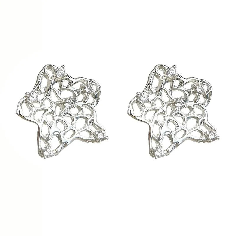 Original Design Hollow Galaxy Star Micro Pave Zircon Stud Earrings Copper
