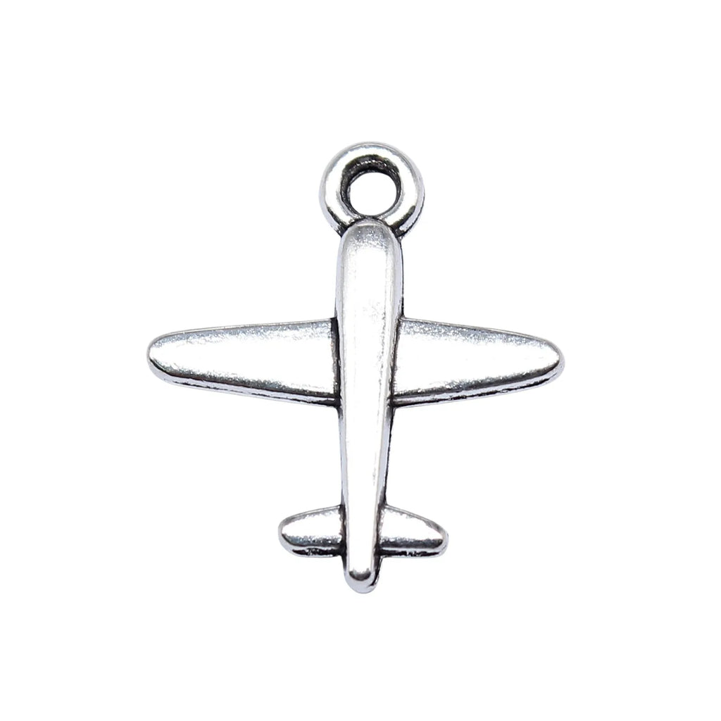 18x16mm 0.87g Antique Silver Zinc Alloy Airplane Charm Pendant for DIY Necklace Bracelet Making
