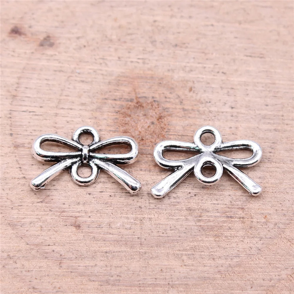 12x8mm 0.33g Multicolor Zinc Alloy Bow Butterfly Connector Charm for DIY Bracelet Necklace Jewelry Making