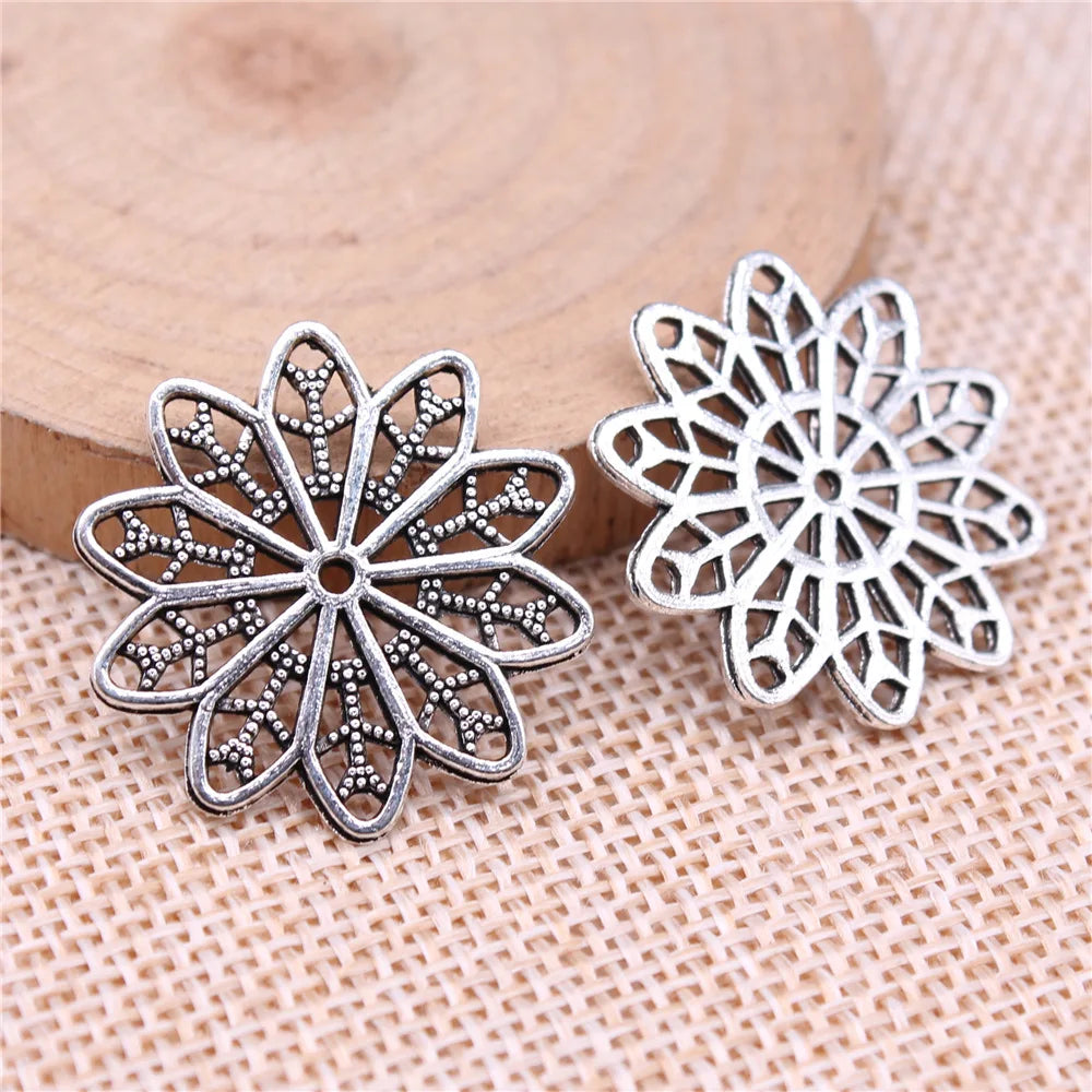 25x25mm 1.8g Multicolor Zinc Alloy Flower Spacer Beads for DIY Bracelet Necklace Making