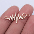 31x14mm 0.95g Multicolor Zinc Alloy Heart ECG Connector Charm for DIY Bracelet Necklace Making