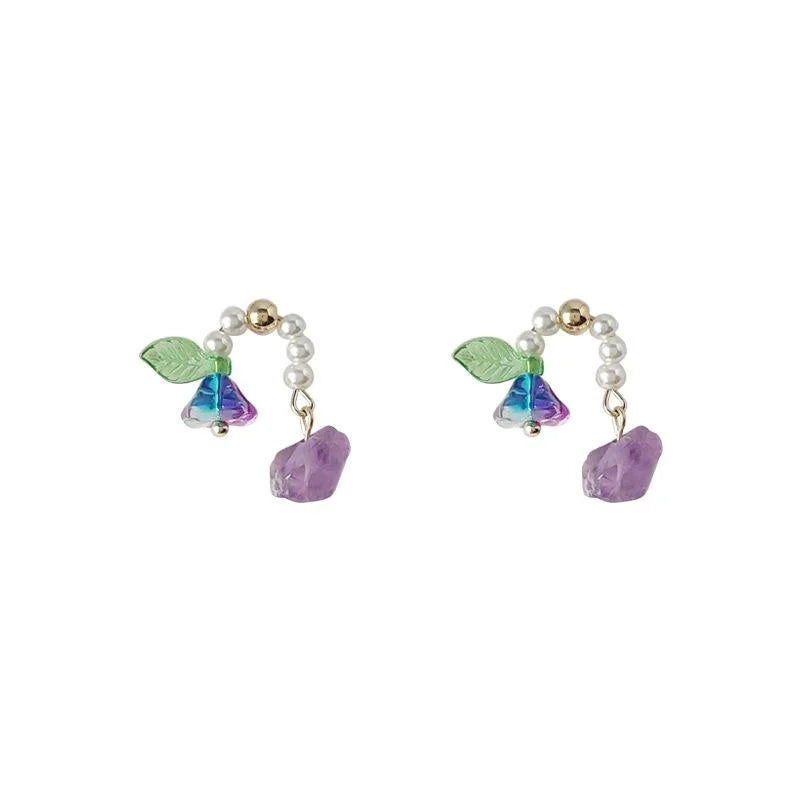 Handmade Copper Lily Of The Valley Drop Earrings Silver Plated Fairy Geometric Jewelry