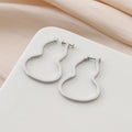 Elegant Hollow Alloy Gourd Hoop Stud & Clip On No Piercing Metal Ear Cuff Statement Earrings