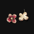 Elegant Crystal Rhinestone Flower Stud & Clip On No Piercing Options For Women Luxury Floral Earrings