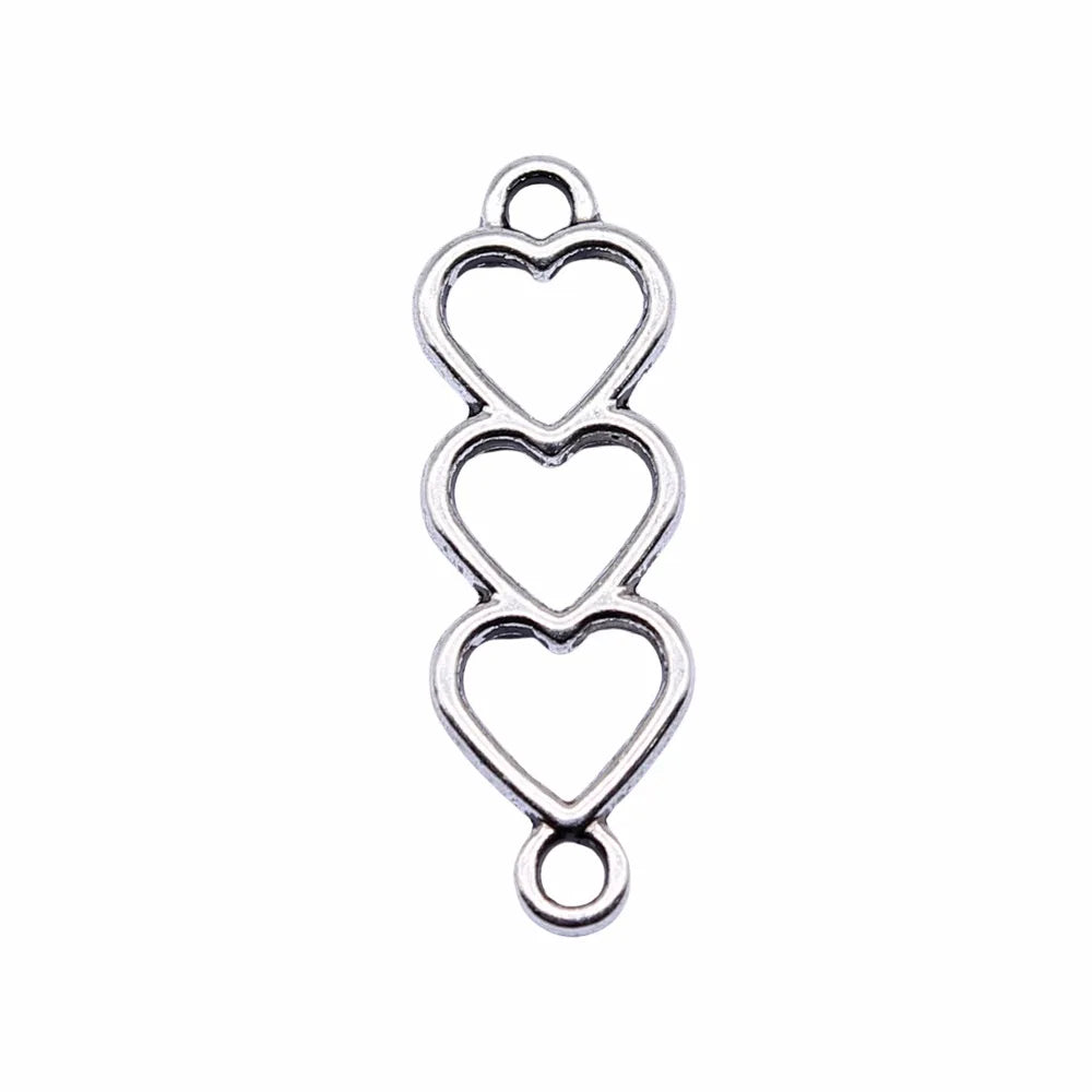 24x8mm 0.7g Multicolor Zinc Alloy Hollow Heart connector charm for DIY bracelet making