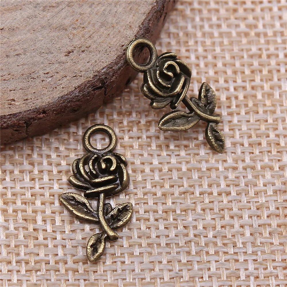 21mm 0.8g Multicolor Zinc Alloy Rose Flower charm pendant for DIY necklace bracelet making