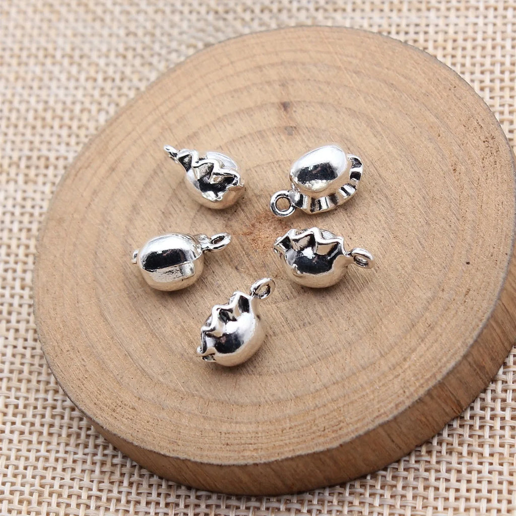 13x8mm 1.85g Antique Silver Zinc Alloy 3D Dumpling Charm Pendant for DIY Necklace Bracelet Making