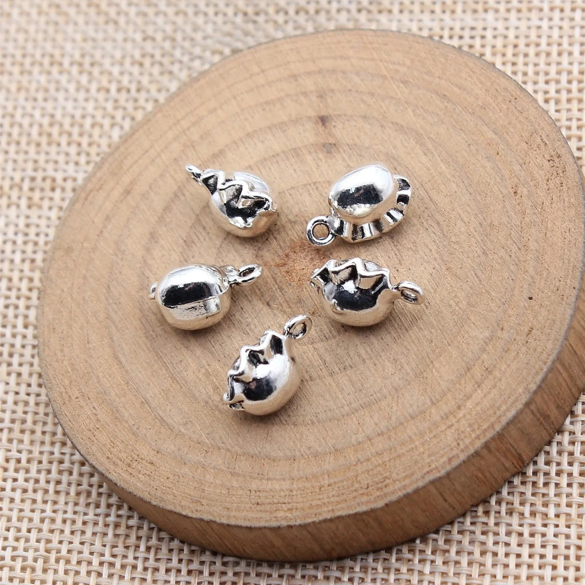 13x8mm 1.85g Antique Silver Zinc Alloy 3D Dumpling Charm Pendant for DIY Necklace Bracelet Making