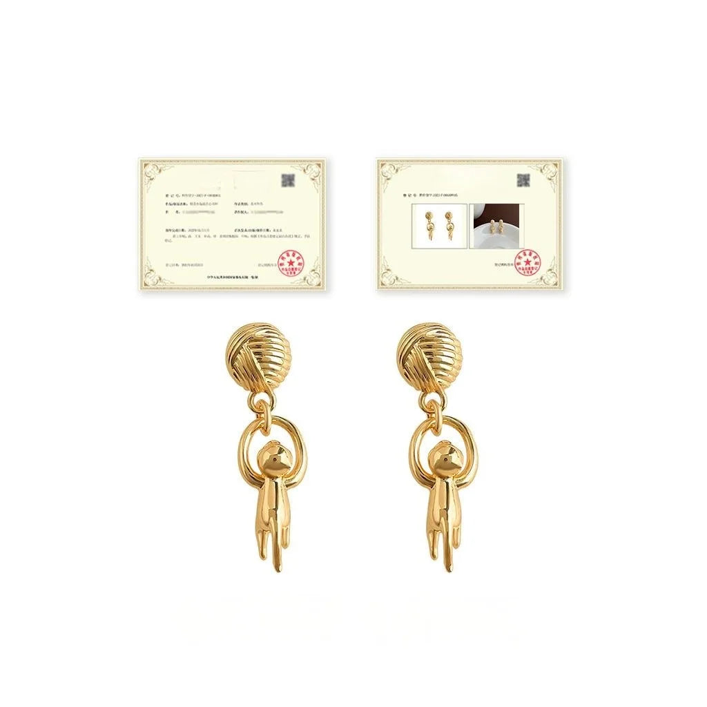 Original Cat Geometric Drop Earrings Eco-Friendly Copper Minimalist Style Jewelry