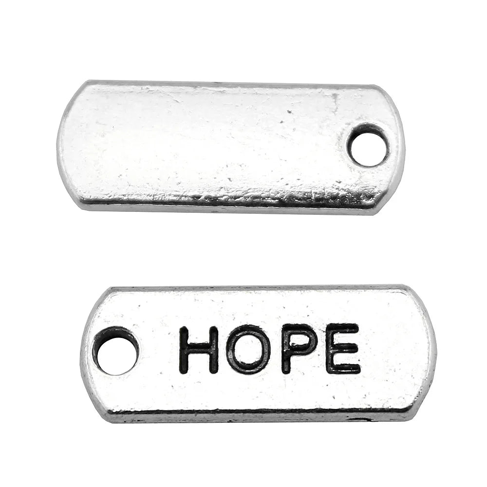 21x8mm 1.8g Antique Silver Zinc Alloy HOPE Tag Letter Charm Pendant for DIY Inspirational Jewelry Making