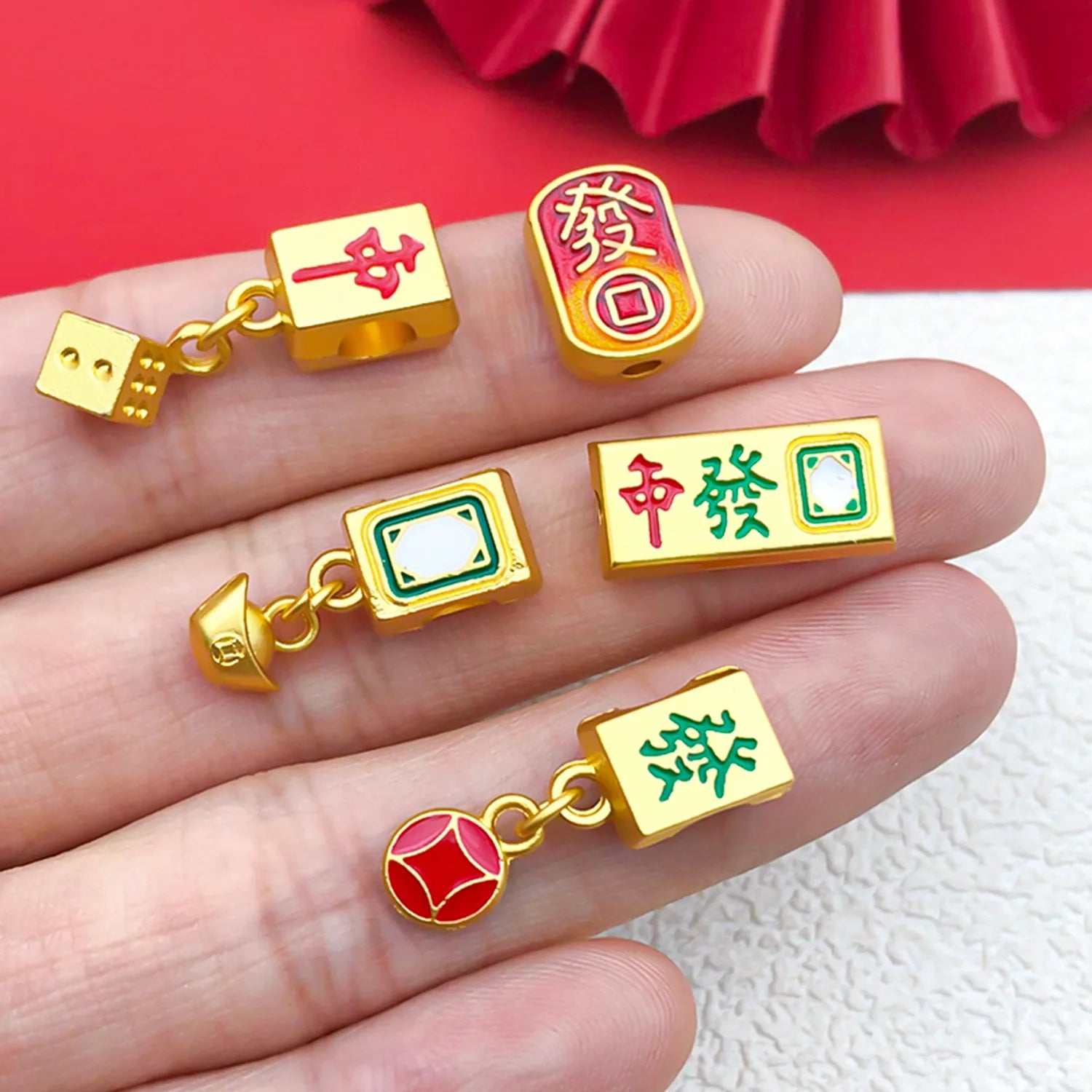 Zinc Alloy Antique Gold Mahjong Yuanbao Spacer Beads for DIY Bracelet Necklace