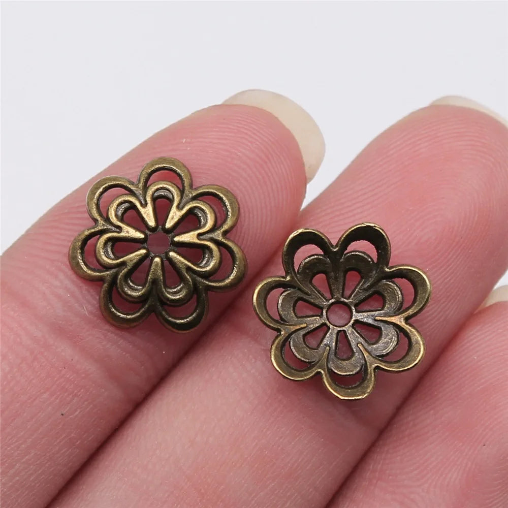 14mm 0.7g Multicolor Zinc Alloy Flower Bead Caps for DIY Necklace Bracelet Earring Making