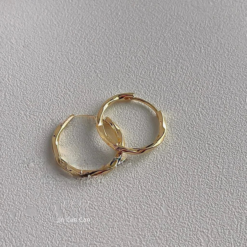 Premium Copper Twisted Hoop Drop Earrings Minimalist Geometric Metal Commuter Jewelry